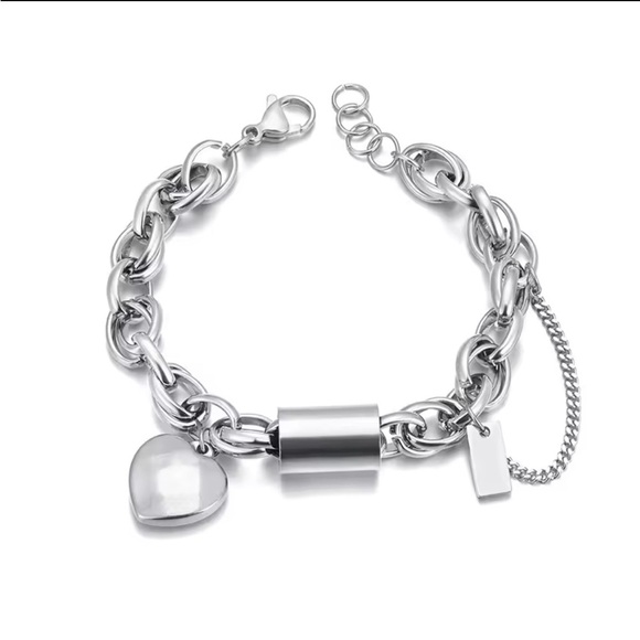 New Chunky Gold or Silver Heart Lock Charm Bracelet Chain Bracelet - Picture 11 of 16